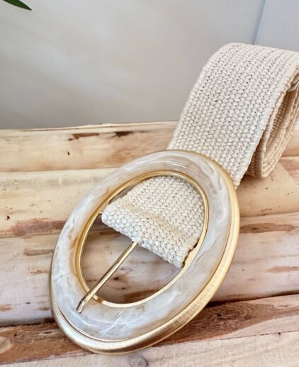 Cinturón rafia beige