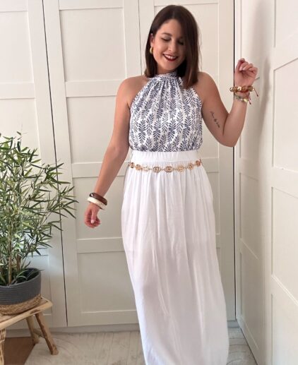 Falda blanca larga