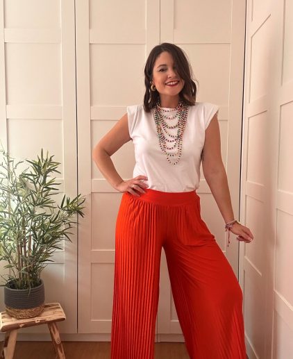 Pantalón plisado naranja