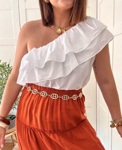 Blusa asimétrica volantes