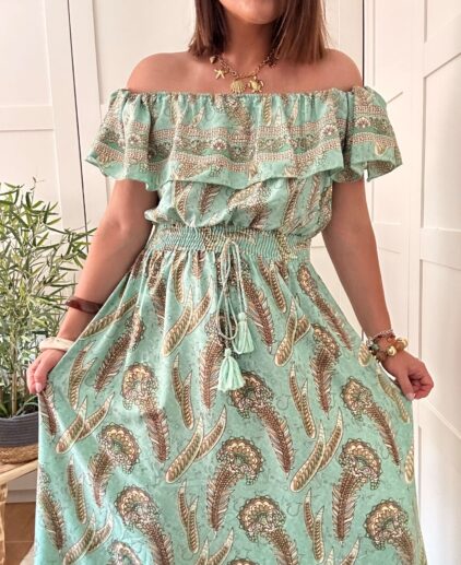 Vestido bardot seda