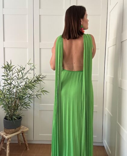 Vestido plisado verde
