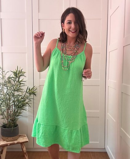 Vestido tirante verde fluor