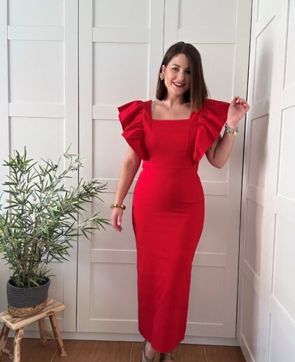 Vestido volante rojo