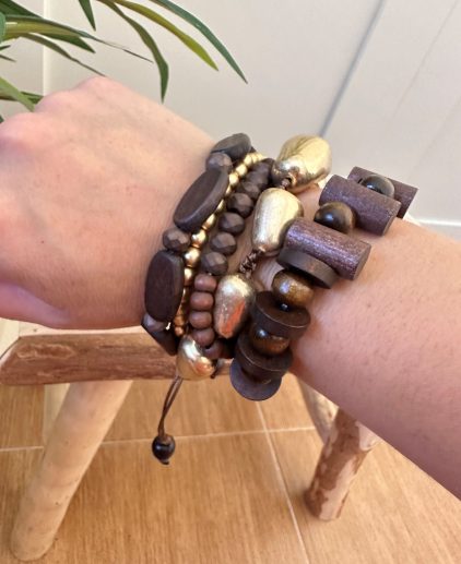 Pack 5 unidades pulseras madera