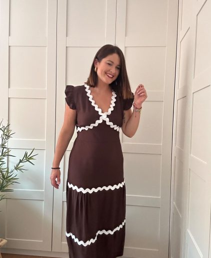 Vestido pasamanería chocolate