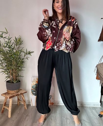 Pantalón satinado negro