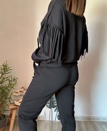 Conjunto chándal flecos negro