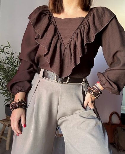 Blusa Volante marrón