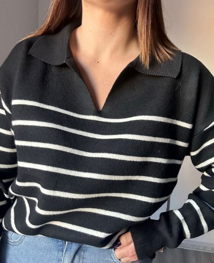 Jersey cuello polo negro