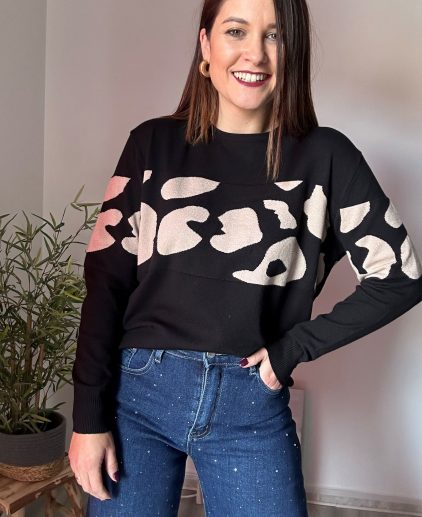 Jersey negro animal print