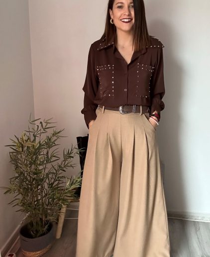 Pantalón pinzas camel