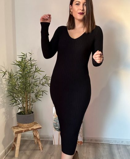 Vestido canalé negro