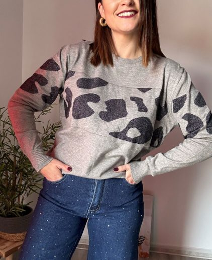 Jersey gris animal print