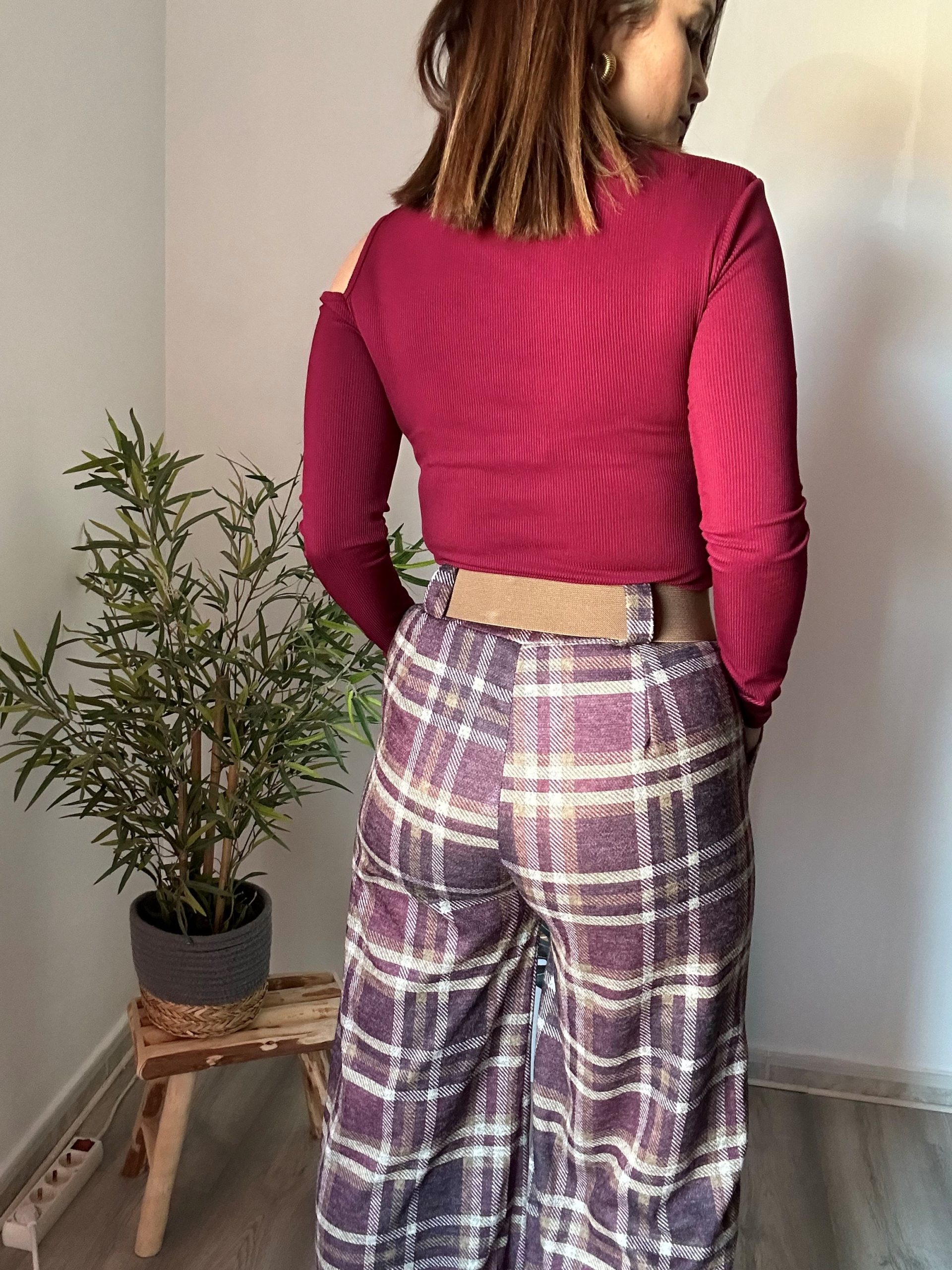 pantalón cuadros burdeos 2