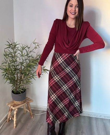 Falda cuadros burdeos