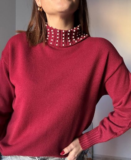 Jersey burdeos perlas