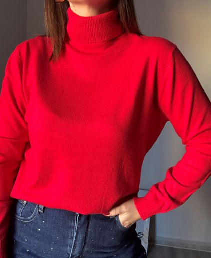 Jersey cuello alto rojo