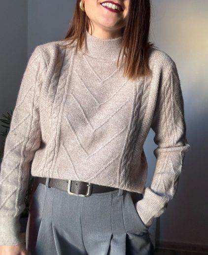 Jersey trenzado taupe