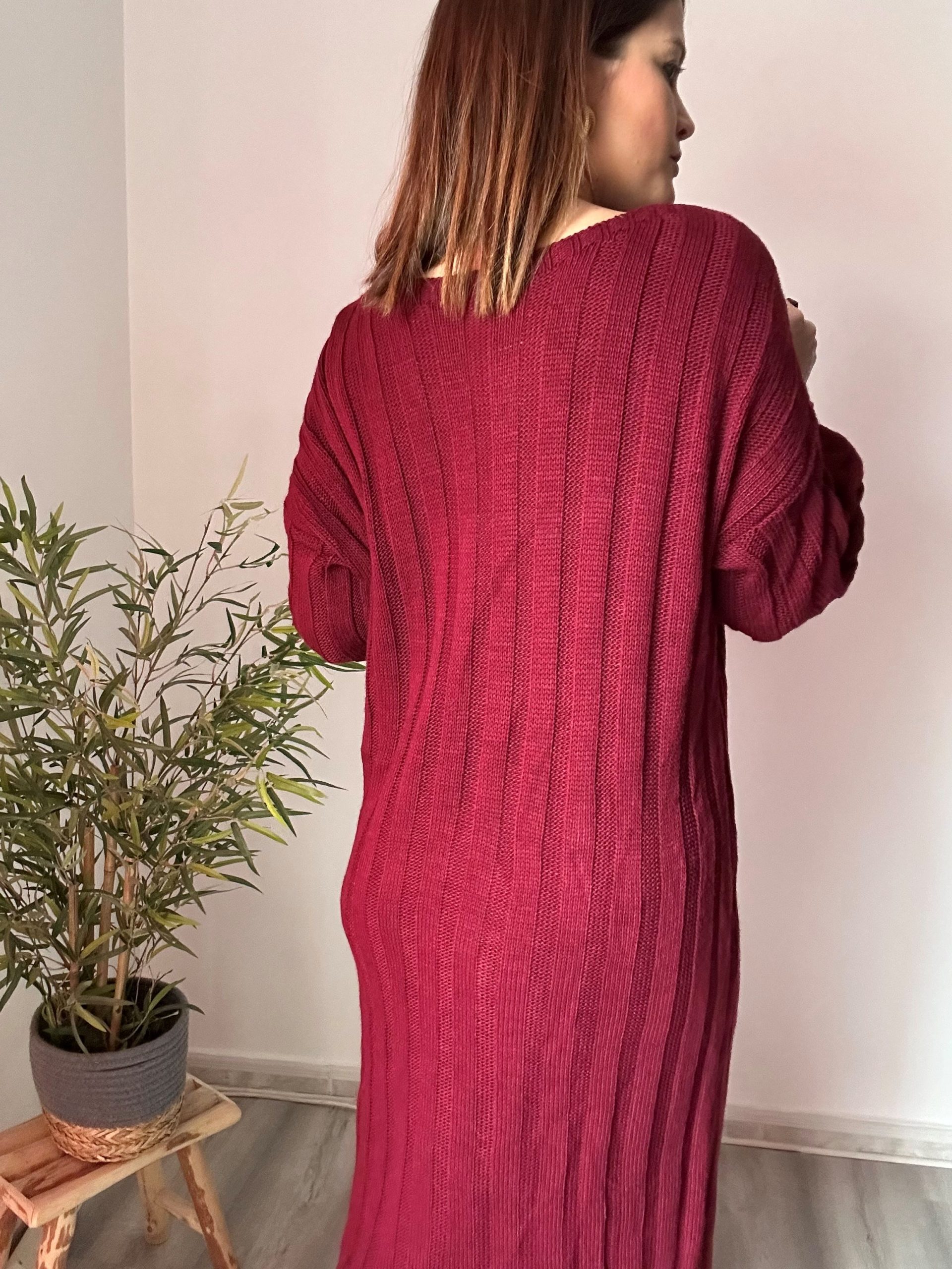 Vestido largo burdeos 1