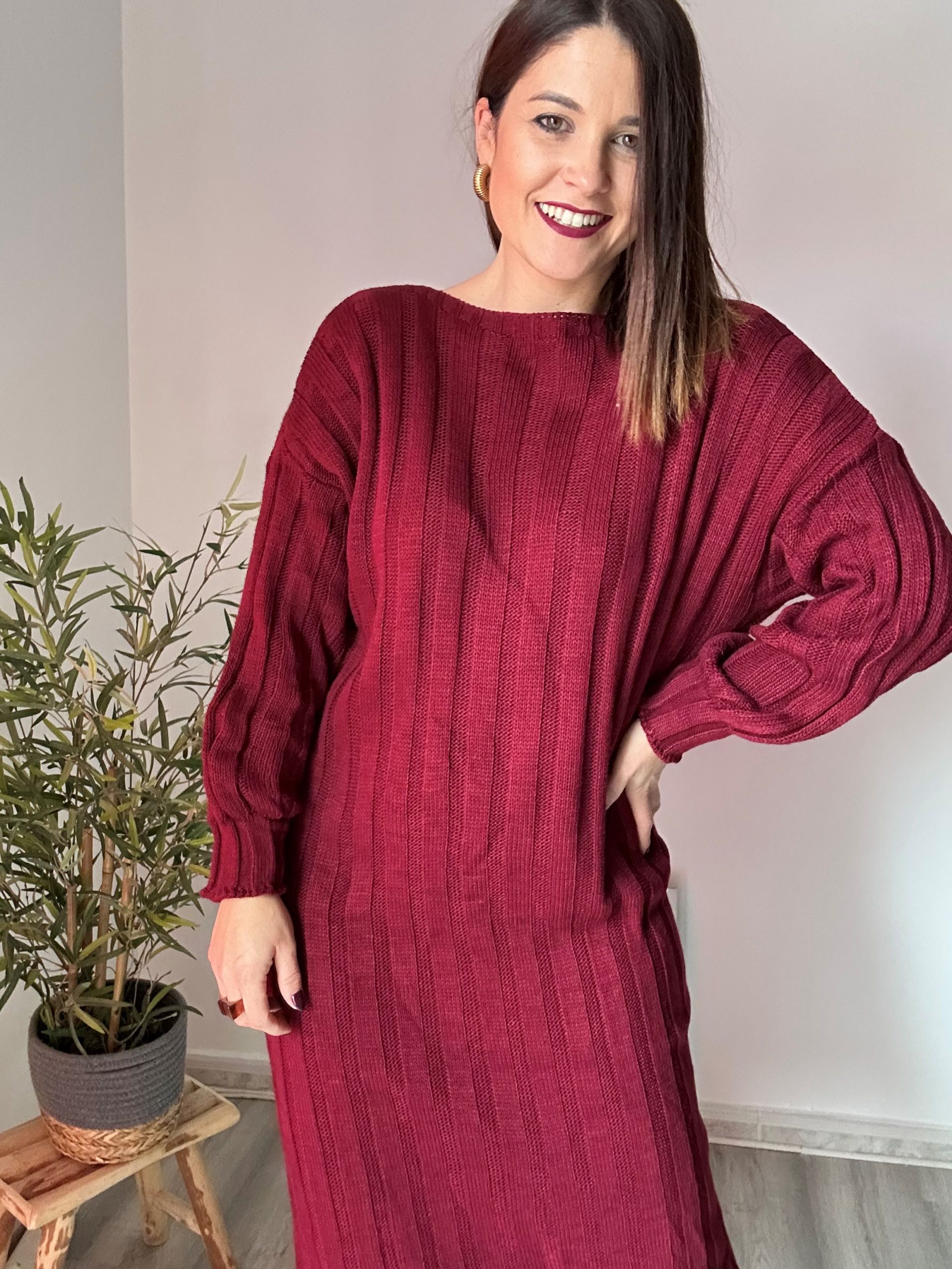 Vestido largo burdeos 2