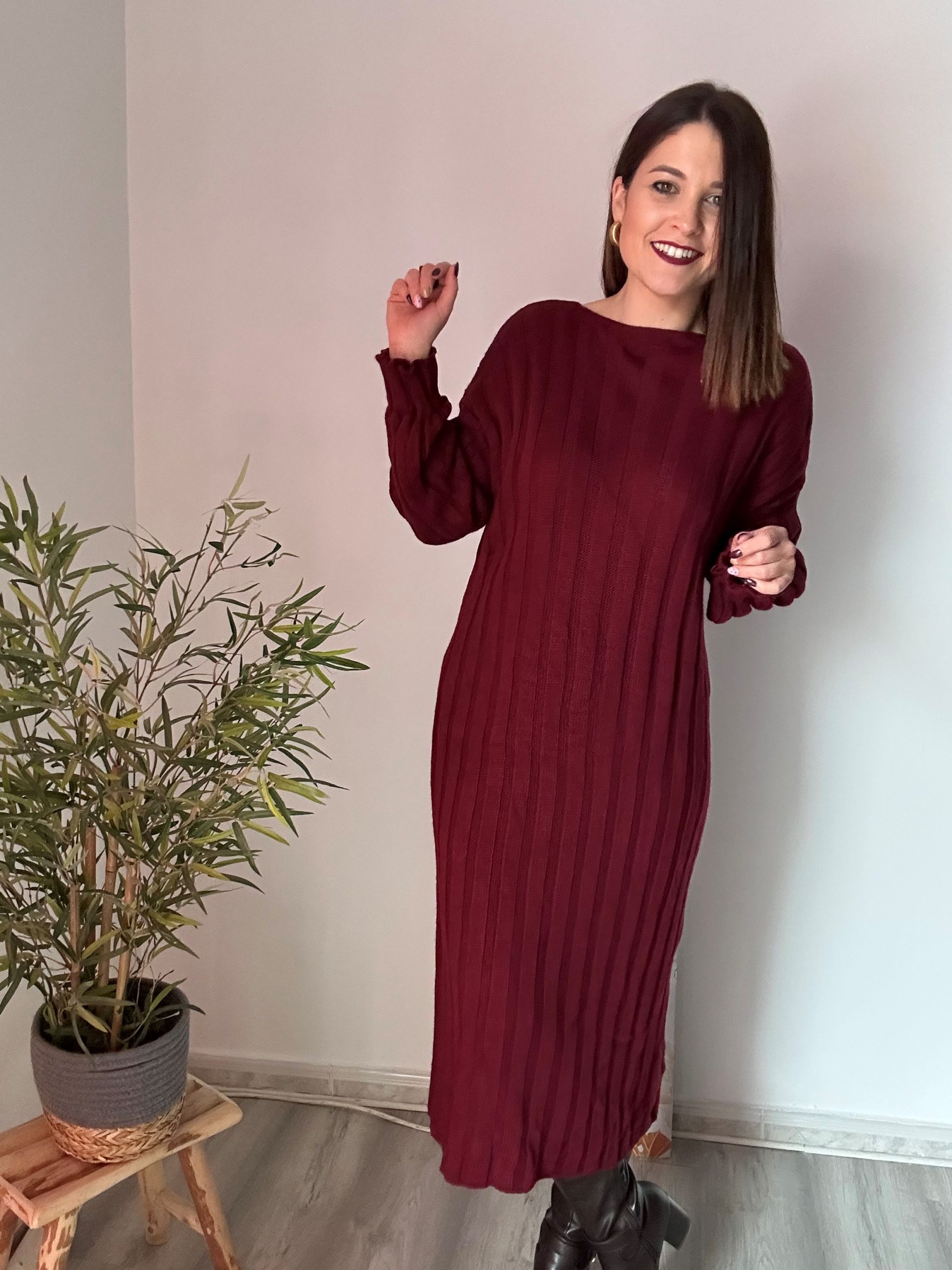 Vestido largo burdeos 3