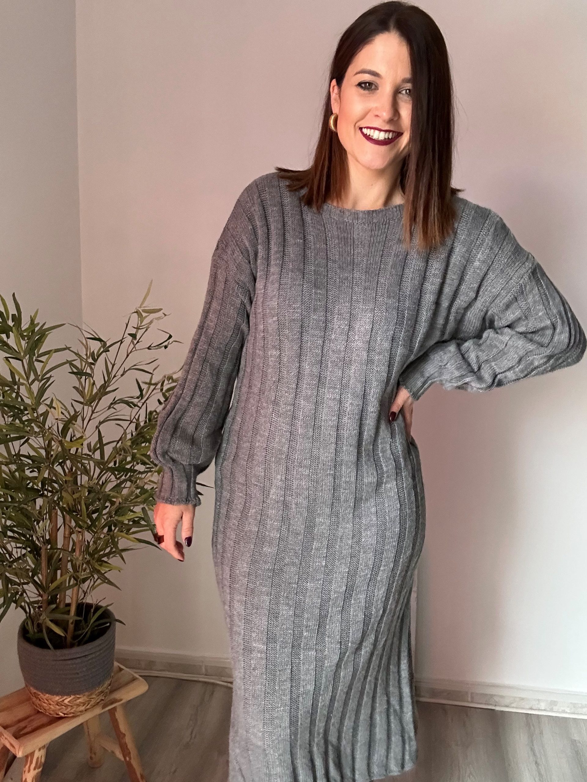 Vestido largo gris 1