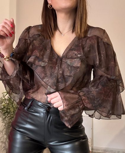 Blusa organza volantes