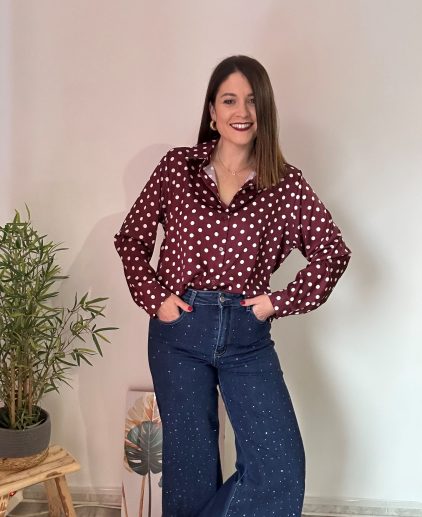 Camisa burdeos lunares