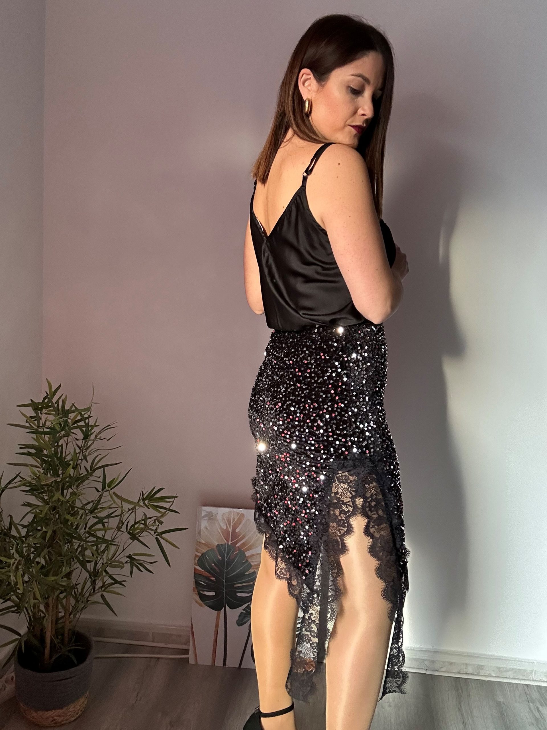 Falda asimétrica lentejuelas 3