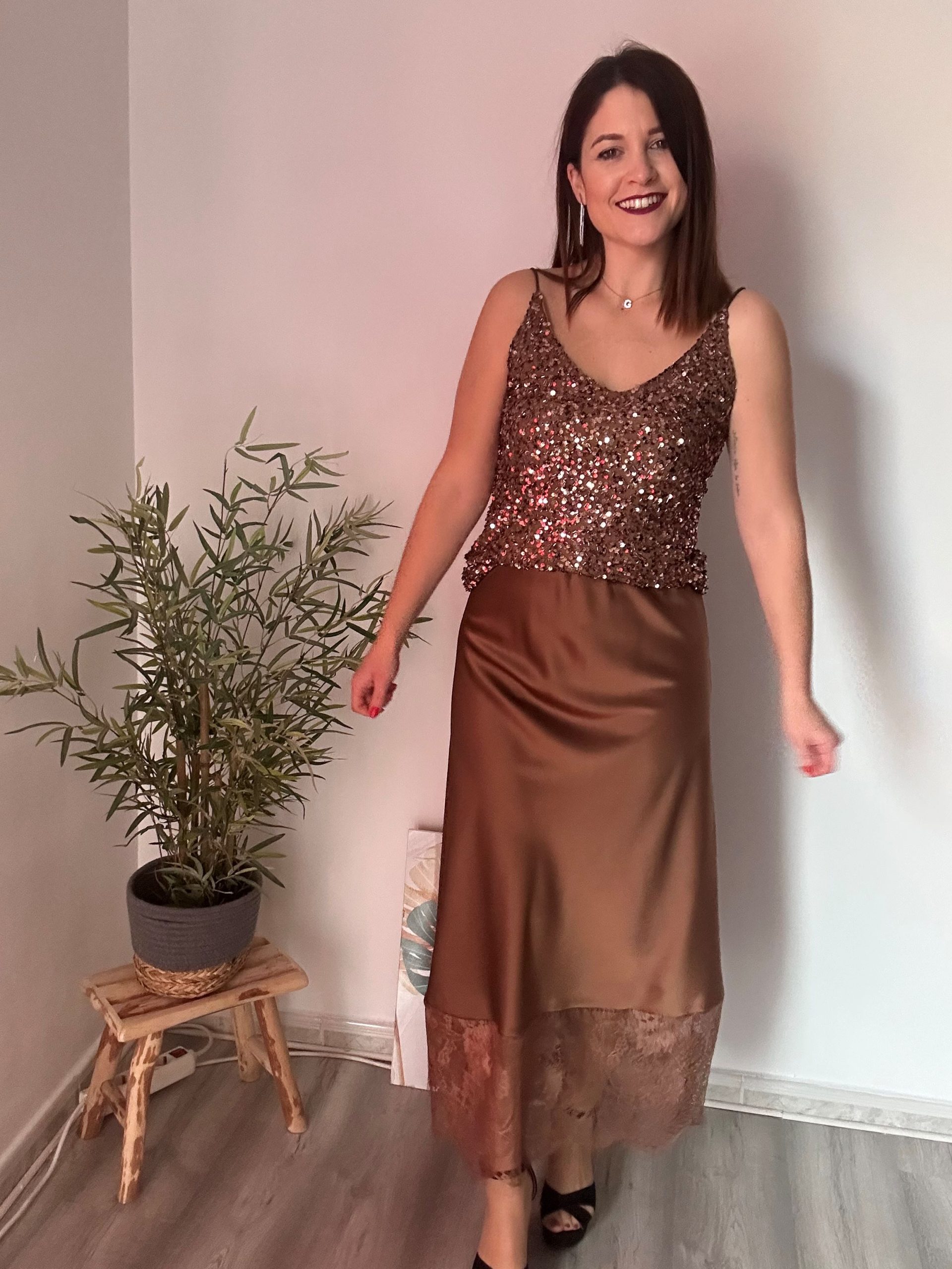 Lencero lentejuelas camel 2