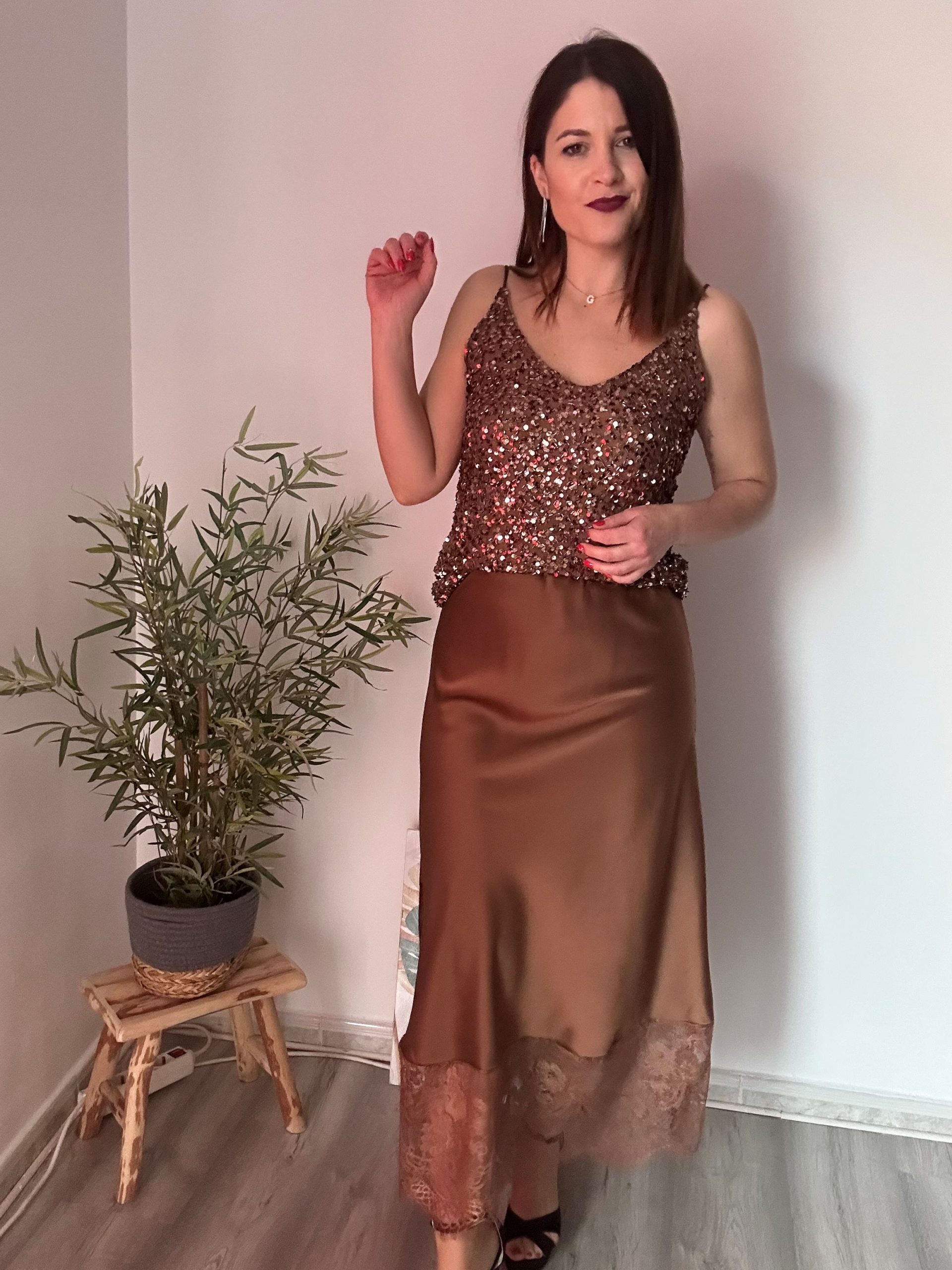 Lencero lentejuelas camel 4