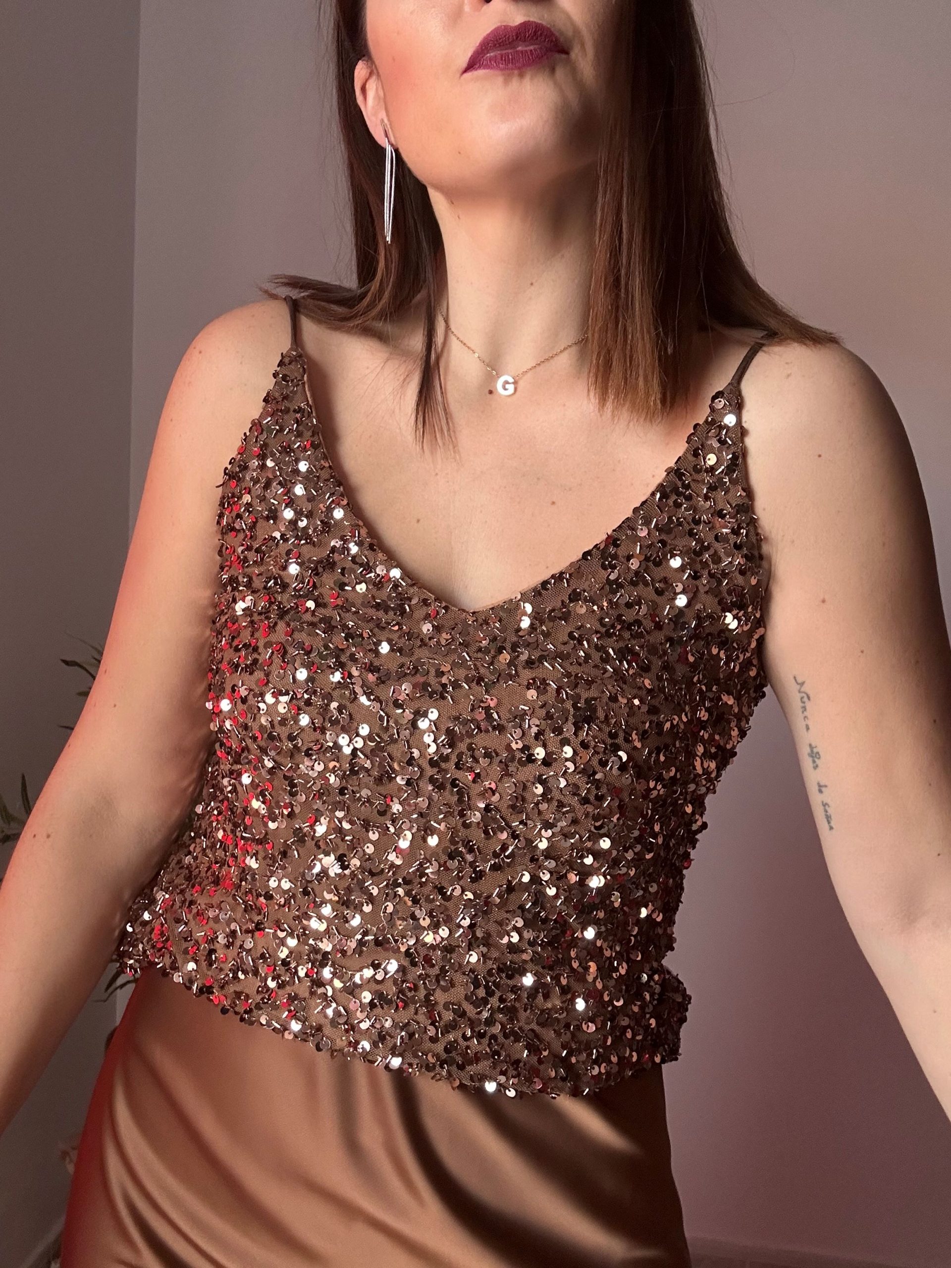 Lencero lentejuelas camel 5