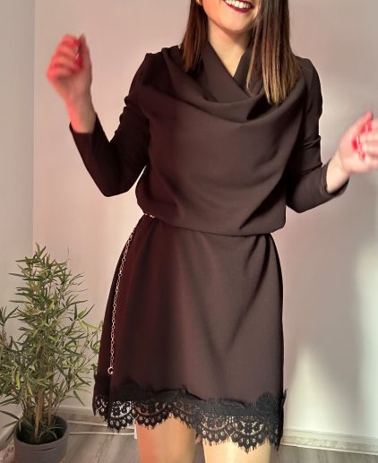 Vestido encaje marrón