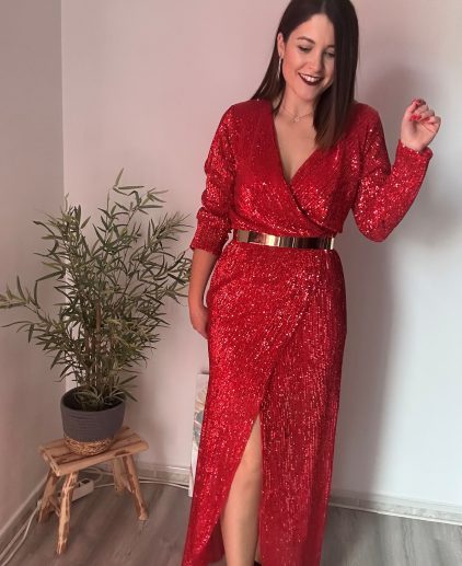 Vestido rojo lentejuelas
