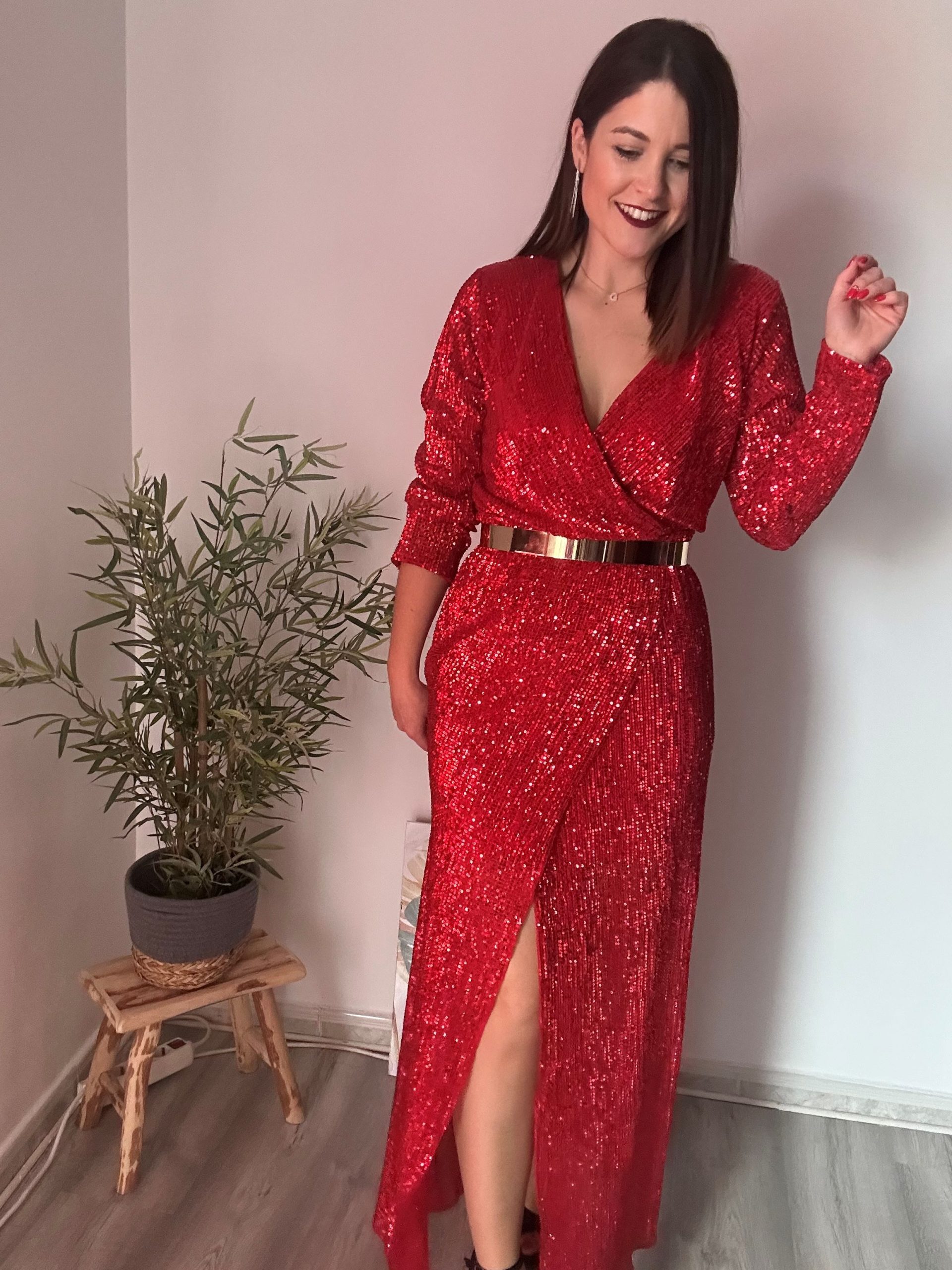 Vestido rojo lentejuelas 3