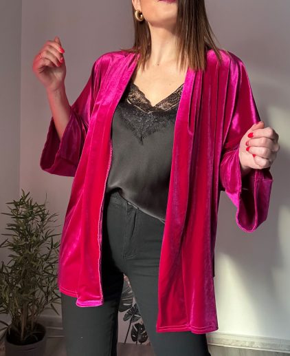 Blazer/kimono fucsia terciopelo