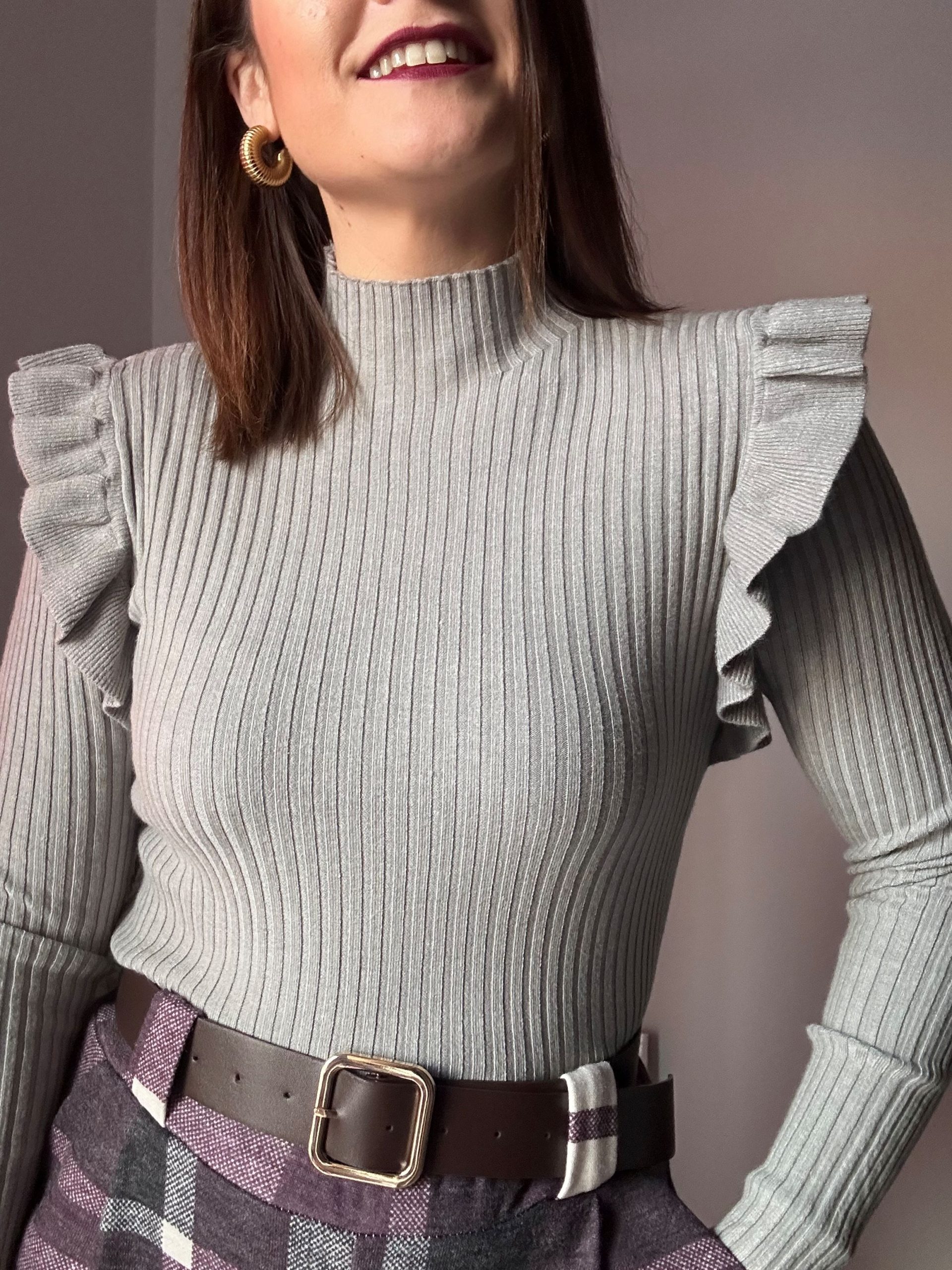 jersey canalé volantes gris 2