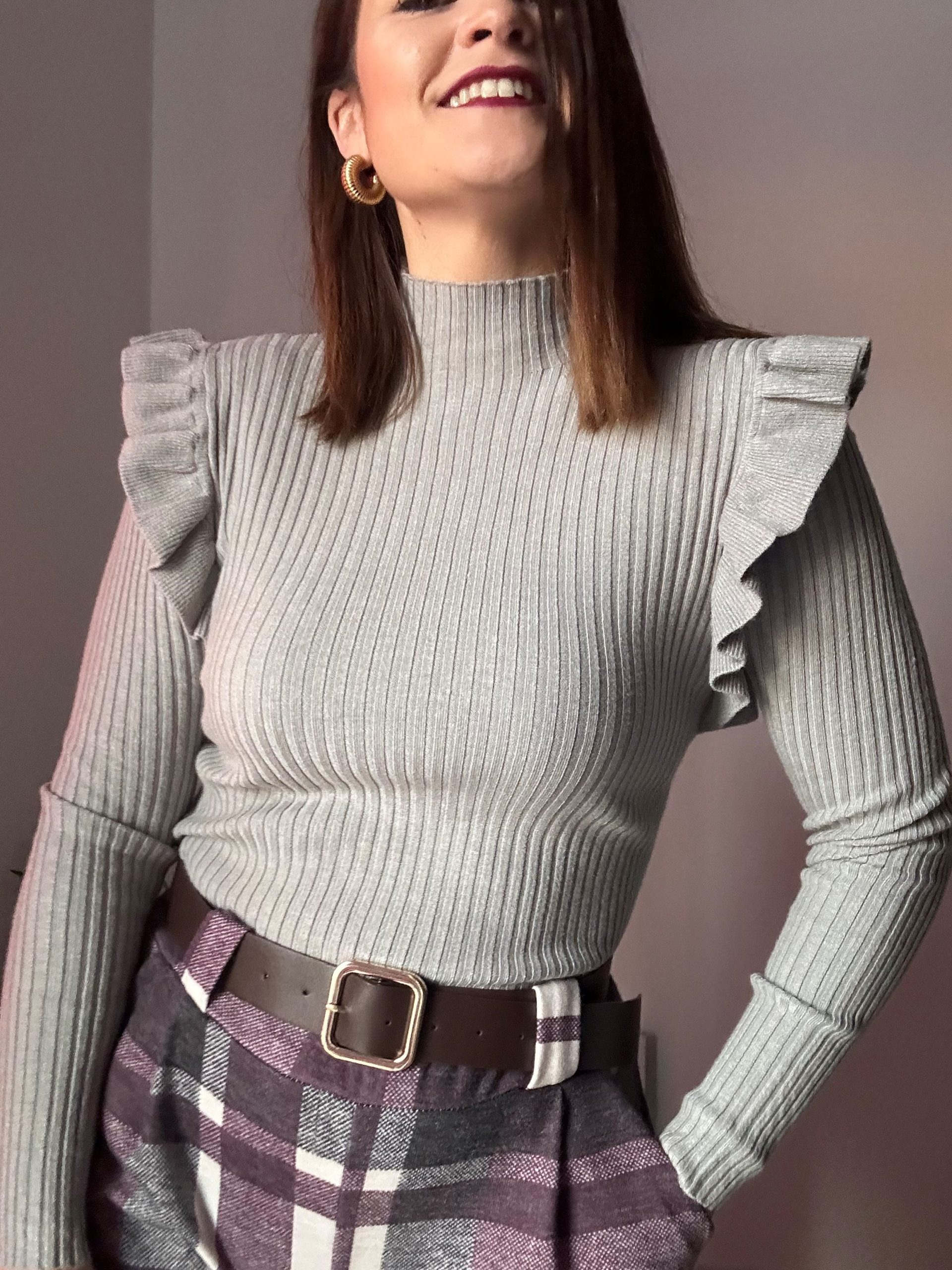 jersey canalé volantes gris 3