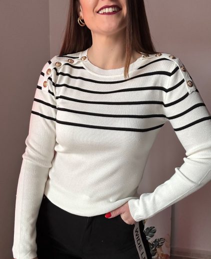 Jersey blanco rayas negras