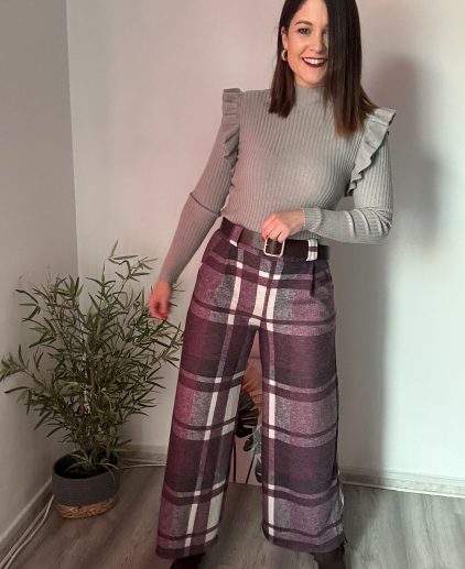 pantalón cuadros burdeos