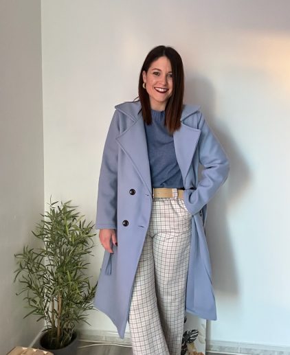 Abrigo paño celeste