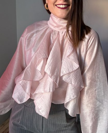 Blusa organza rosa empolvado