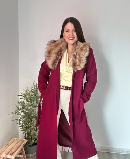 Abrigo paño burdeos