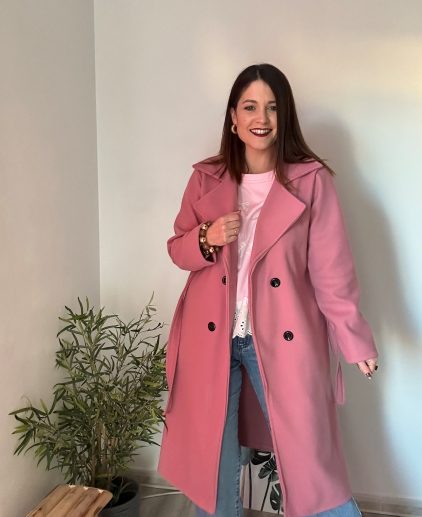 Abrigo paño rosa