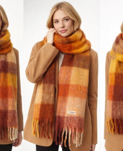 Bufanda cuadros naranja