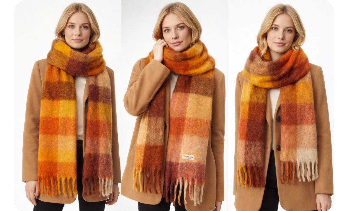 bufandada cuadros mujer naranja 3
