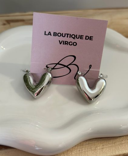 Pendientes Corazón plateados de acero