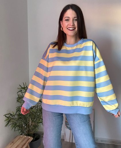 Sudadera rayas amarillas y azules