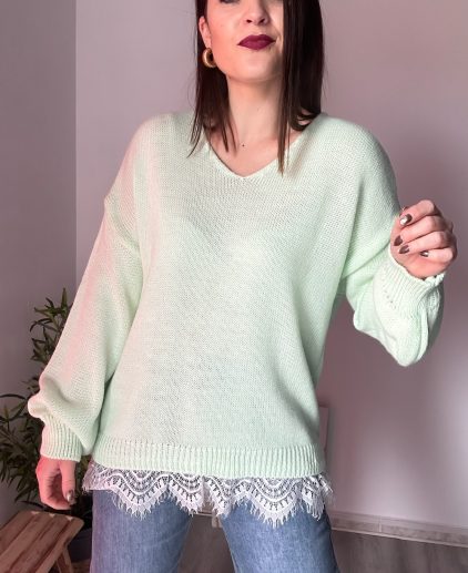 Jersey manzana bajo encaje